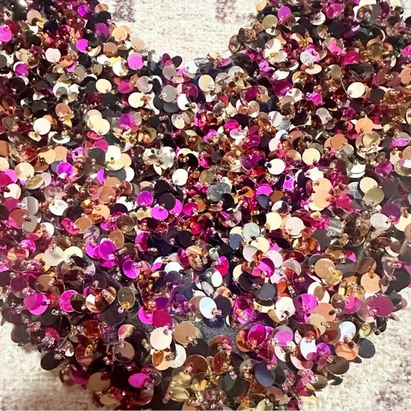 Y2k Pink, gold and black sequin shoulder bag - Picture 9 of 12